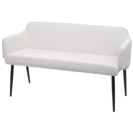 MCW Sitzbank MCW-L13, Esszimmerbank Bank Polsterbank Garderobenbank Rückenlehne Armlehne Stoff/Textil 133cm ~ creme-weiß