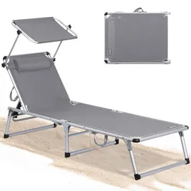HOMECALL Gartenliege 1-tlg 5 fach verstellbare Rückenlehne 136 x 60 x 30 cm Grau