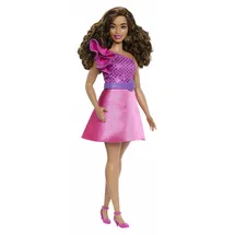 Barbie Fashionistas Puppe mit braunem Haar und glitzerndem Kleid (HRH22)