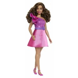 Barbie Fashionistas Puppe mit braunem Haar und glitzerndem Kleid (HRH22)
