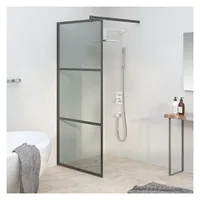 vidaXL Duschwand für Walk-In Dusche 90x195 cm Dunkel ESG Glas Schwarz