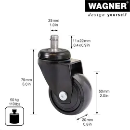Wagner System Design-Lenkrolle 3C 02225261 50 mm x 50 mm