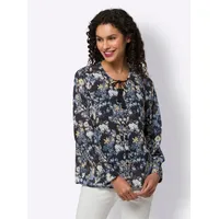 Heine Druckbluse in schwarz-hellblau-bedruckt | Gr.: 46