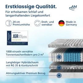 AM Qualitätsmatratzen 3D Deluxe Taschenfederkernmatratze 80 x 200 cm H3
