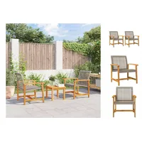 vidaXL Gartenstühle 2 Stk. Grau Poly Rattan und Akazienholz