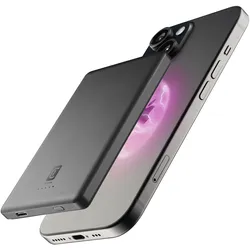 Cellularline PBMAGSLIM5000WIRD, 5000 mAh, Kabelloses Aufladen, Grau