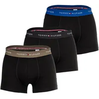 TOMMY HILFIGER Herren Boxershorts, 3er Pack - Trunks, Logo, Cotton Stretch Schwarz/Blau/Oliv M