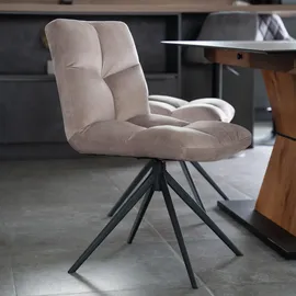 Home Deluxe Esszimmerstuhl drehbar 2er Set NODA - Samt Hellbraun