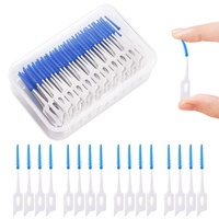 MIVAIUN 260 Stück Interdentalbürsten Weiche Silikon Adaptive Interdentalbürste, Interdentalreiniger Zahnzwischenraumbürste Zahnreiniger Sticks Zahnreinigung Und Plaqueentfernung(Blau)