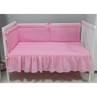 Babymajawelt Betthusse Bettvolant Bettlaken für Babybett, Glatt, Einfarbig, Dekorativ, Reine Baumwolle, Made in EU rosa