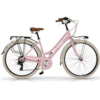 Airbici 605AL Damenfahrrad Citybike 28 Zoll Rosa | Fahrrad Damen Retro Cityräder City Bike | 6 Gänge, Aluminiumrahmen, Schutzblech, LED-Licht und Gepäckträger City-Bike Damen (Weiß)