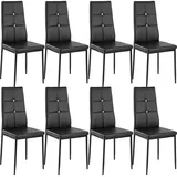 tectake 800882 8er Set Esszimmerstuhl, Kunstleder Stuhl mit hoher Rückenlehne und Glitzsteinen, bis 120 kg belastbar, 40 x 42 x 97 cm (8X Schwarz | Nr. 404123)