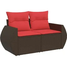 vidaXL Gartensofa-Set mit Kissen, braun, Polyrattan
