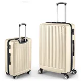 Easy Move ABS Hartschalenkoffer [ERGONOMISCH & SICHER] - Großer Trolley Koffer mit 360° Rädern, Zahlen Schloss - reisekoffer groß, hartschalenkoffer, Luggage (Cream White, 65cm) *