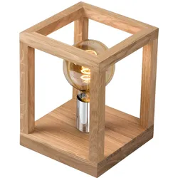 SPOT LIGHT Tischleuchte "KAGO", chromfarben, holzfarben, H: 25cm, Lampen, Naturprodukt aus Eichenholz, Nachhaltig mit FSC-Zertifikat, Nachttischleuchte