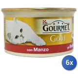 6x Essen Katze Gourmet Gold Dosen Würfel 85 Grammimanzo
