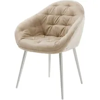 DeLife Esszimmerstuhl Gaio-Flex Mikrofaser Beige Vintage 4-Fuß konisch Edelstahl,