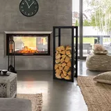 ML-Design Kaminholzregal 40x100x25cm Rechteckig Schwarz aus Metall Innen/Außen