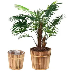relaxdays Pflanzkübel-Set Holz braun