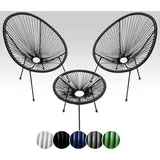 sunnypillow Acapulco Sessel 2er Set  mit Tisch  Schwarz