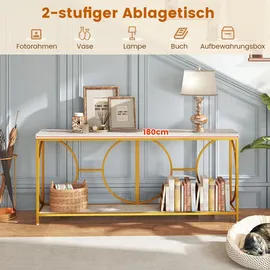 Costway Konsolentisch 180 x 40 x 75 cm gold weiß
