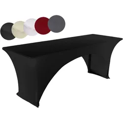 TexDeko Stretch Biertischhussen für Bierzeltgarnitur 220 x 50cm Festzeltgarnitur | verstärkte Beintaschen bügelfrei waschbar (Schwarz)
