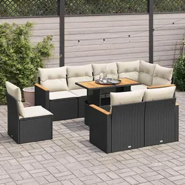 vidaXL Garten-Lounge-Set 9-tlg. schwarz
