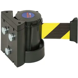 PROREGAL Selbstspannender Wandgurt inkl. Wandhalterung ohne Wandclip | Magnetisch | Gurtmaß LxB 300x5cm | Schwarz, Gurt Gelb-Schwarz