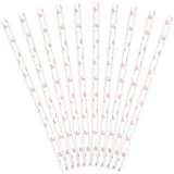 Partydeco Papierstrohhalme 19 cm 10 St. Weiß/Rosa