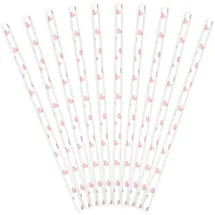 Partydeco Papierstrohhalme 19 cm 10 St. Weiß/Rosa