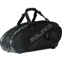Solinco Racketbag Tour Team Blackout (Schlägertasche, 3 Hauptfächer, Thermofach, Schuhfach) schwarz 15er
