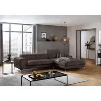 W.Schillig Ecksofa "piedroo, Designsofa mit tollem Sitzkomfort, bequem und elegant, L-Form", braun (mocca s37), B:303cm H:70cm T:193cm, Stoff S37 (100% Polyester): Luxus-Microfaser in Lederoptik, Sofas, Ecksofa, Kopfteilverstellung, wahlweise mit
