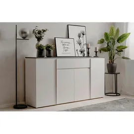 Livetastic Sideboard Weiß Hochglanz, Kunststoff, 3 Fächer, 1 Schubladen, 177.5x92x40 cm, B: 177,5 H: 92 T: 40.0