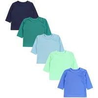 TupTam Baby Jungen Langarmshirt 5er Pack, Farbe: Dunkelblau Blau