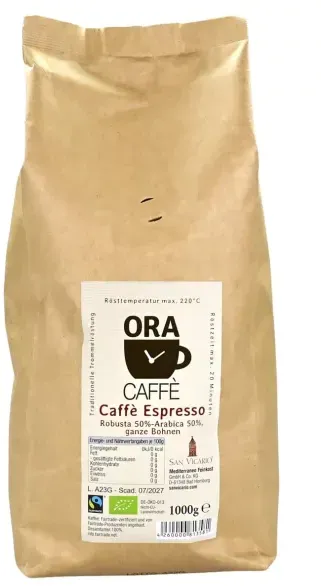 San Vicario Ora Caffè Espresso, ganze Bohne bio 1kg