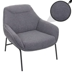Lounge-Sessel MCW-J77, Cocktailsessel Sessel, Bouclé Stoff Metall ~ dunkelgrau