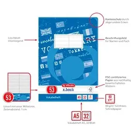 Herlitz Vokabelheft A5 Lineatur 53 32 Blatt