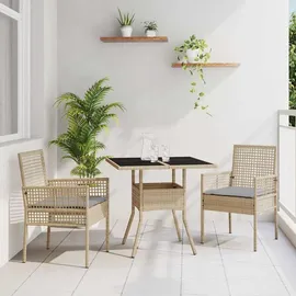 vidaXL 3-tlg. Garten-essgruppe Beige Poly Rattan Vidaxl821844