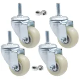 Suwooy 4 STK. Möbel-lenkrollen, Schwerlastrollen, Geräuscharme Nylon Möbelrollen, Schwenkrollen Mit Bremse, M8/ M10/ M12-schrauben, Rollen Für Möbel, Transportrollen Möbel,4nobrakes-40mm/M8