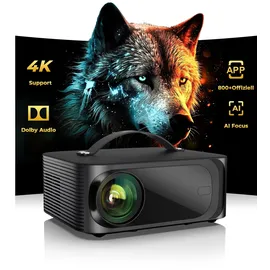 onoayo Beamer Passend für Netflix Offiziell Dolby Audio Beamer 4K Heimkino ONOAYO 1500ANSI HDR10+ HDMI eARC, 1080P Full HD KI-Autofokus WiFi 6 Bluetooth 5.3 Tragbarer Mini Smart Projektor ​​​​Kino Überall