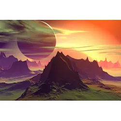 Fototapete PAPERMOON "PLANETEN-FUTURISTISCH WELTRAUM MOND GALAXIE UNIVERSUM", bunt, B:2,50m L:1,86m, Vlies, Tapeten