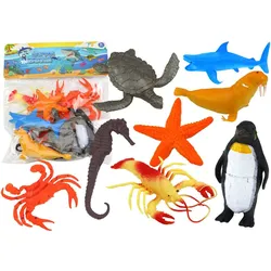 LEAN Toys Spielfigur Meerestierfiguren Wasser Set Fische Spielzeug 10 Stück Seelöwe Pinguin bunt