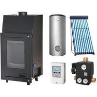 Aquaflam 12kW Wasserführender Kamineinsatz Komplett-Set + Solarthermie-Set 2 +