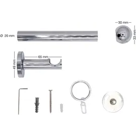 ONDECO 20mm,1-läufig,Rohr,Wandträger 6,5cm,Endstück ball Farbe: Edelstahl-Optik, Größe: 390cm
