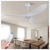BBWL Deckenventilator Holzoptik 3 ABS-Flügel DC Motor reversibel 6 Stufen Fernbedienung, Deckenventilator für Schlafzimmer Esszimmer ohne Beleuchtung