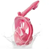 Athlix Taucherbrille Schnorchelmaske Anti-Leak Vollgesichts Unterwasser Maske, Kein Beschlagen, 180 Grad Weitwinkel Sicht, GoPro Halterung rosa L (Erwachsene)
