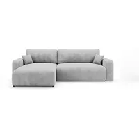 CORNERO Ecksofa mit schlaffunktion BERLIN links grau Cord Poso 55 - Schlaffunktion, Bettkasten - Grau
