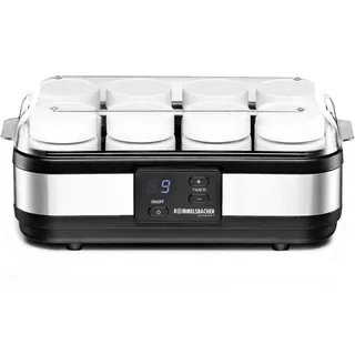 Rommelsbacher Joghurtbereiter JG 40 für bis zu 1200 g Joghurt, LCD Display, 18 Stunden Zeitschaltuhr, automatische Abschaltung, elektronische Temperaturregelung, 8 Portionsgläser à 150 ml, 40 Watt