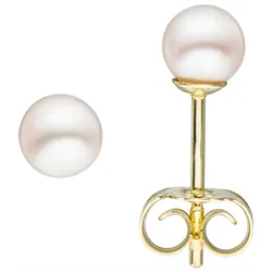 Paar Ohrstecker JOBO, gelb (gelbgold 585), Ohrringe, Damen, Gelbgold 585-Perlen, Gelbgold 585, Perlen, 585 Gold mit Akoya-Zuchtperlen 4 mm