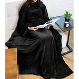 TV-Decke Kuscheldecke mit Ärmel und Tasche, Ganzkörper Snuggle Decke zum Anziehen für Erwachsene Frauen und Männer für Geschenk (Farbe : Schwarz, Größe : 170x200cm)